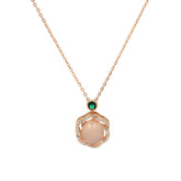 Rose Gold Rotating Flower Stud Transparent Design Pendant With Chain